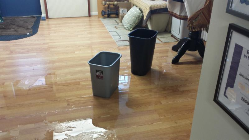 Water pooling on hardwood flooring